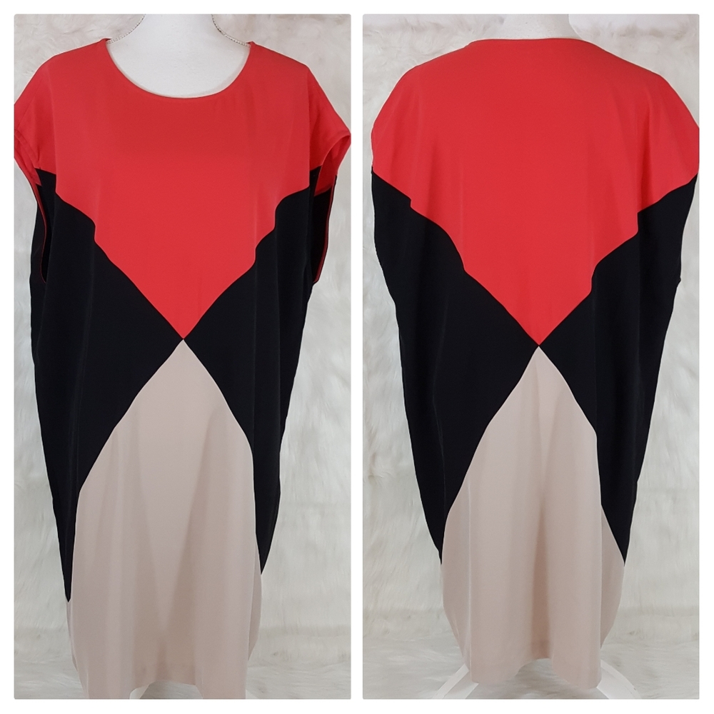 Calvin Klein Orange color-block shift dress SZ 16w